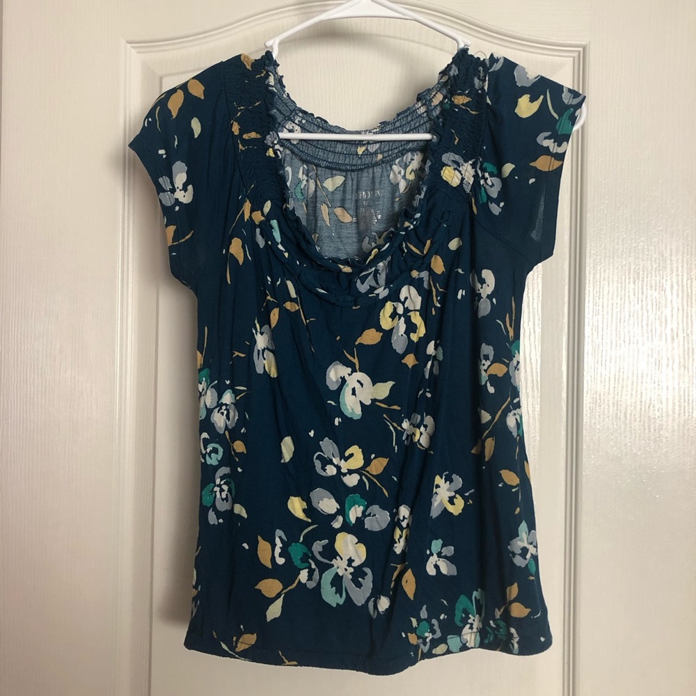 Dark shirt with floral pattern